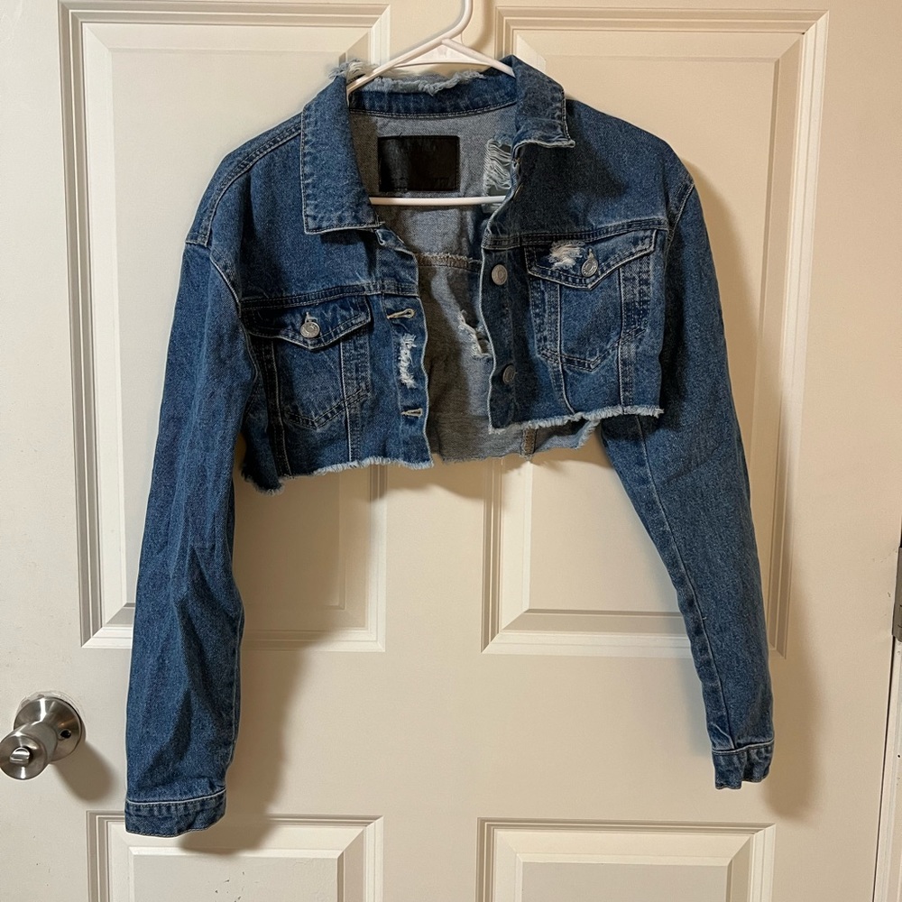 Distressed Crop Jean Jacket